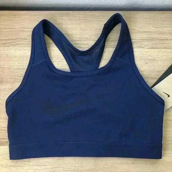Nike Dri Fit Swoosh Icon Sports Bra Navy Blue DD1141 NWT sz S - Picture 1 of 3